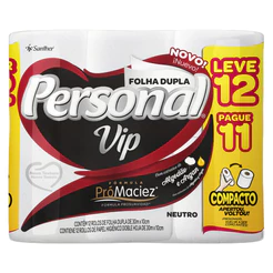 Papel Higiênico Personal Vip Folha Dupla Neutro 12 Rolos