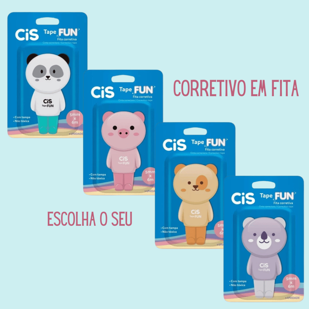 CIS Tape Fun Fita corretiva - 1 unidade - Corretivo fofo em fita