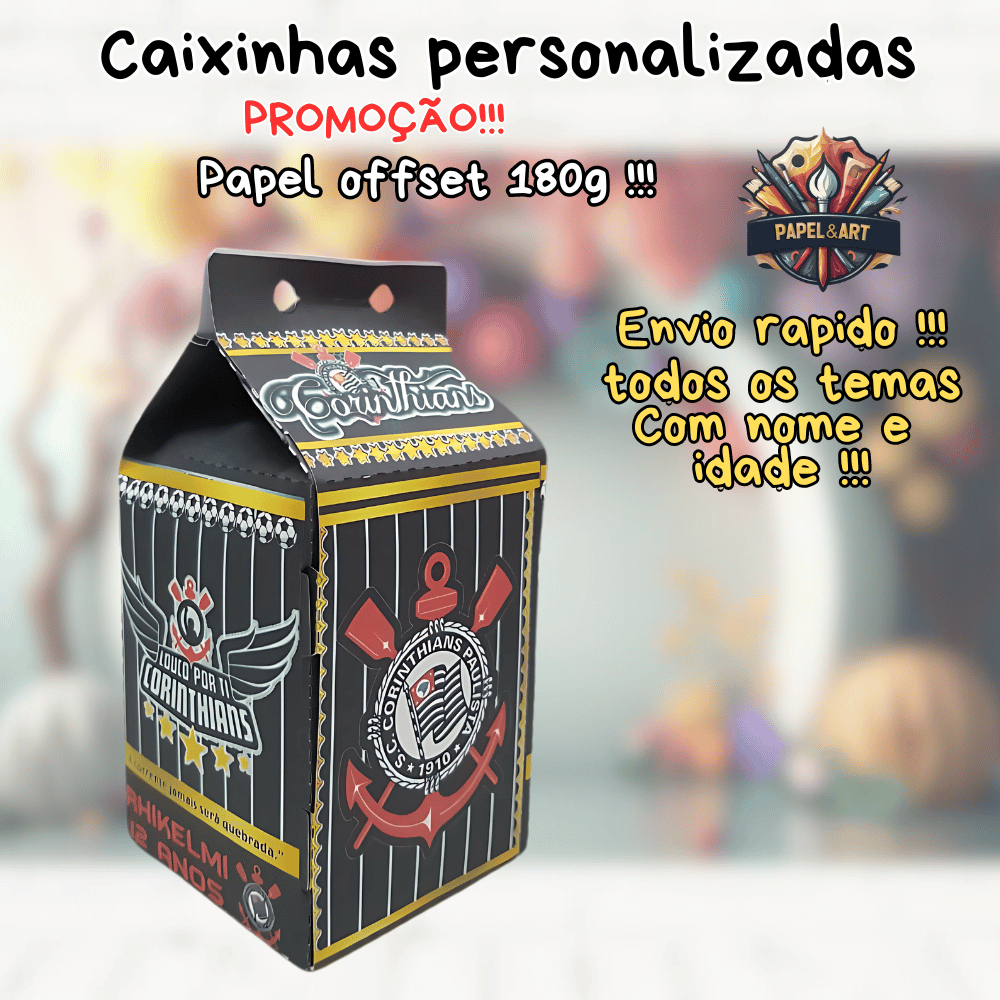 30 Caixinhas Milk Varios temas futebol times  para festa Personalizada   Lembrancinha para Festa