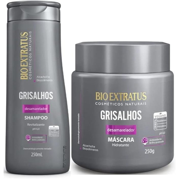 Kit Desamarelador Bio Extratus GRISALHOS - Shampoo  250ml e Máscara 250ml