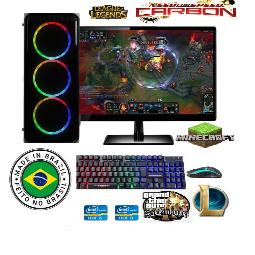 computador gamer i5 16g completo barato hd500g+ssd128g monitor 19'' roda autocad mine cs lol Roblox