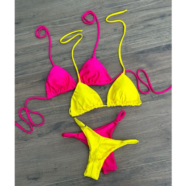 Biquíni Fio Cortininha Com Bojo Removível Brasil 2025 Liso em Oferta na Shopee