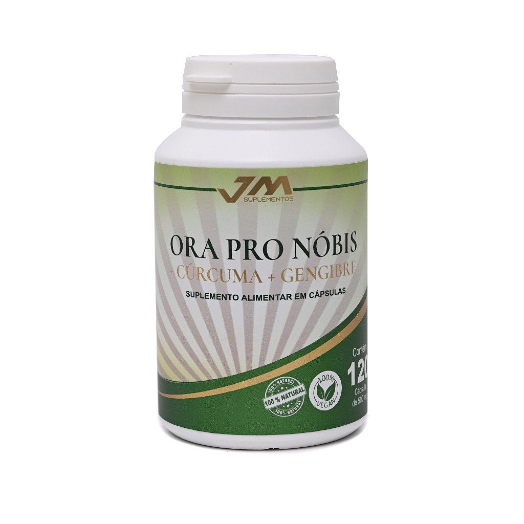 Ora Pro Nobis + Gengibre + Curcuma 120 Cápsulas  500mg - Jmsuplemento