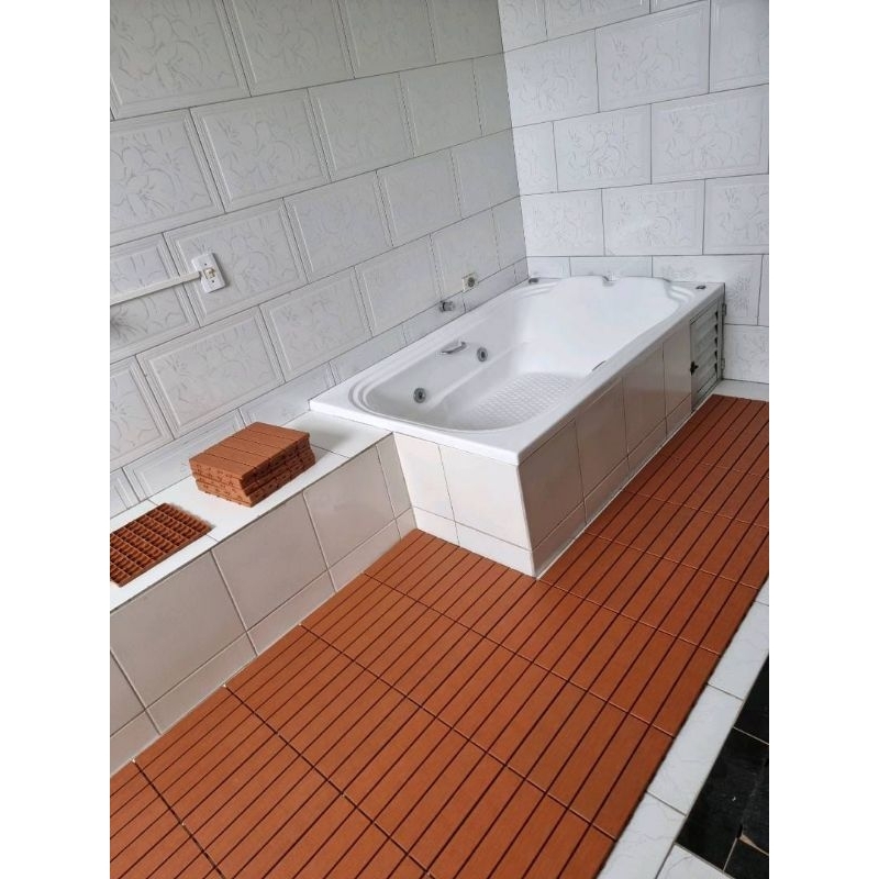 KIT 20 Decks modular plástico textura madeira sacada jardim — imagem 2 de 2