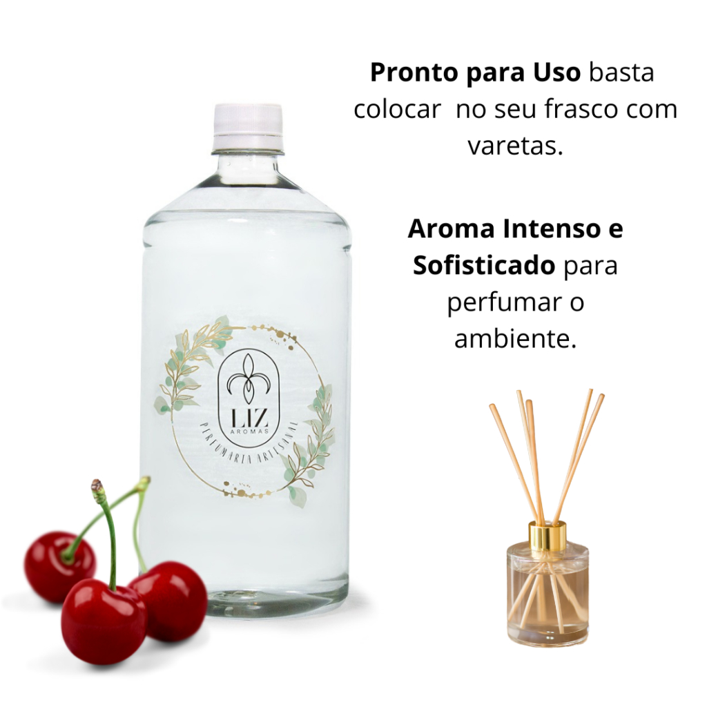 Refil difusor Cereja e Avela aromas  aromatizador de Ambiente 1 Litro
