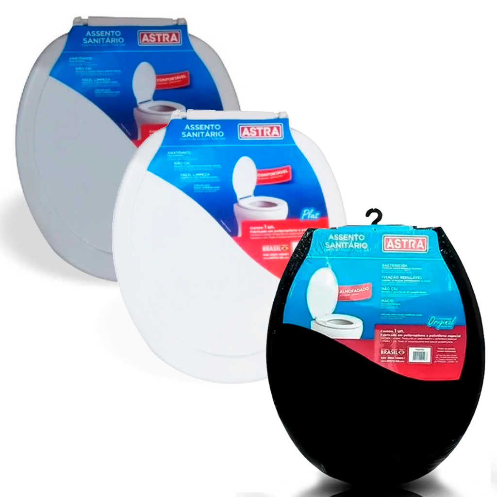 Assento Para Vaso Sanitário PVC Plus Várias Cores Confortável Oval Universal Design Ergonômico ASTRA - Home & Living
