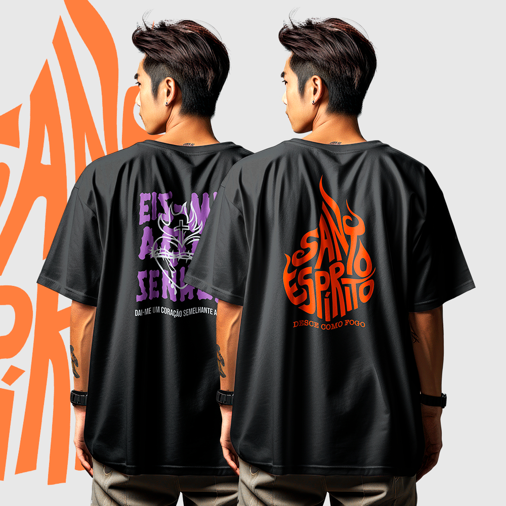 Kit 2 Camiseta Cristã Masculina Feminina Camisa Católica Estilo Oversized Jesus em Oferta na Shopee