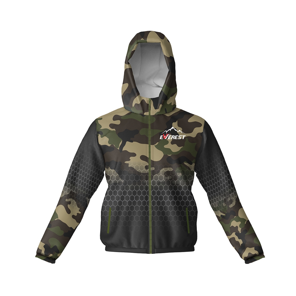Jaqueta Corta Vento Feminina Ultra Leve Com Capuz Camuflado Verde