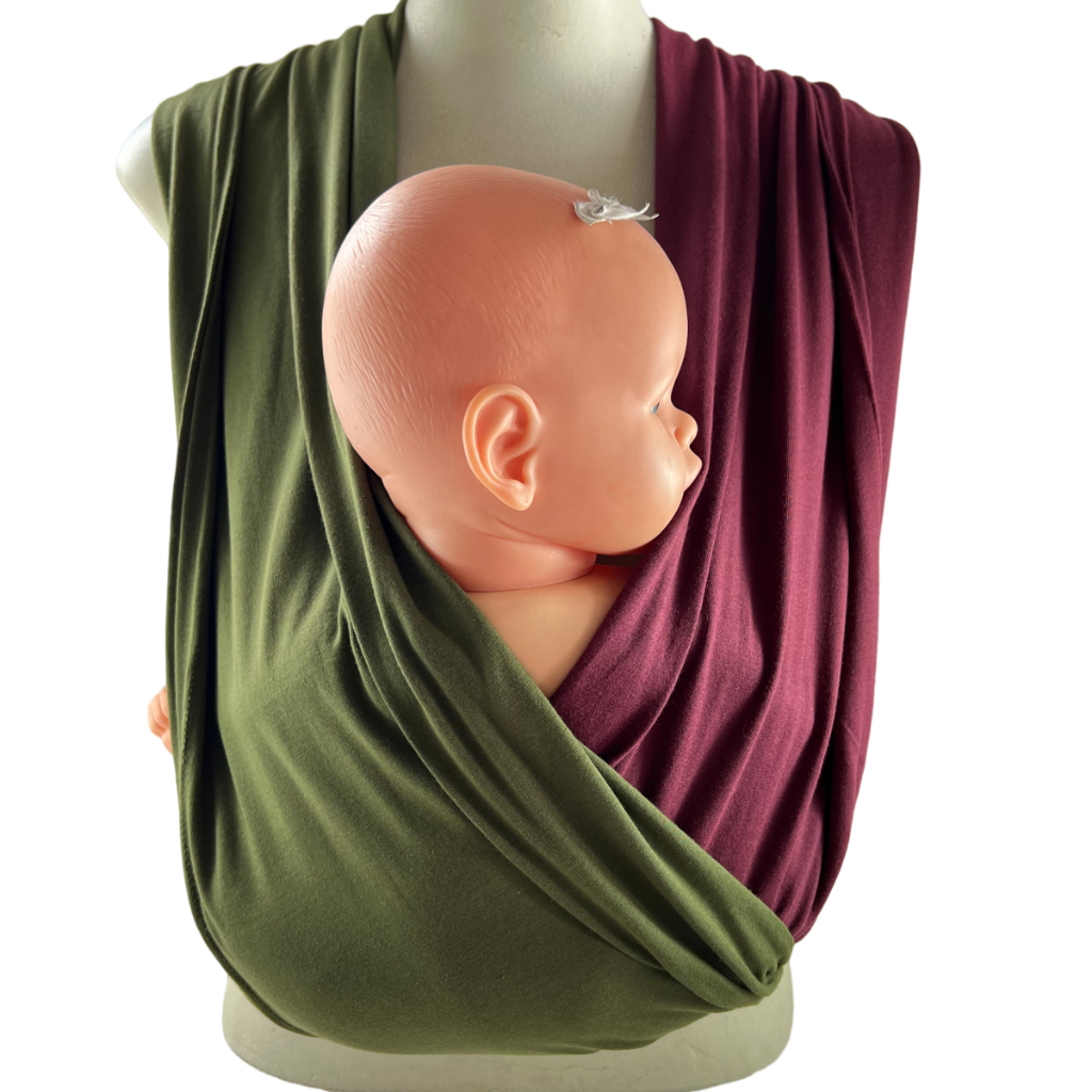 Wrap Quick Sling de Vestir para Carregar Bebês - Verde Musgo e Vinho Tamanhos PP | P | M | G | GG | XG | XXG | SOB MEDIDA