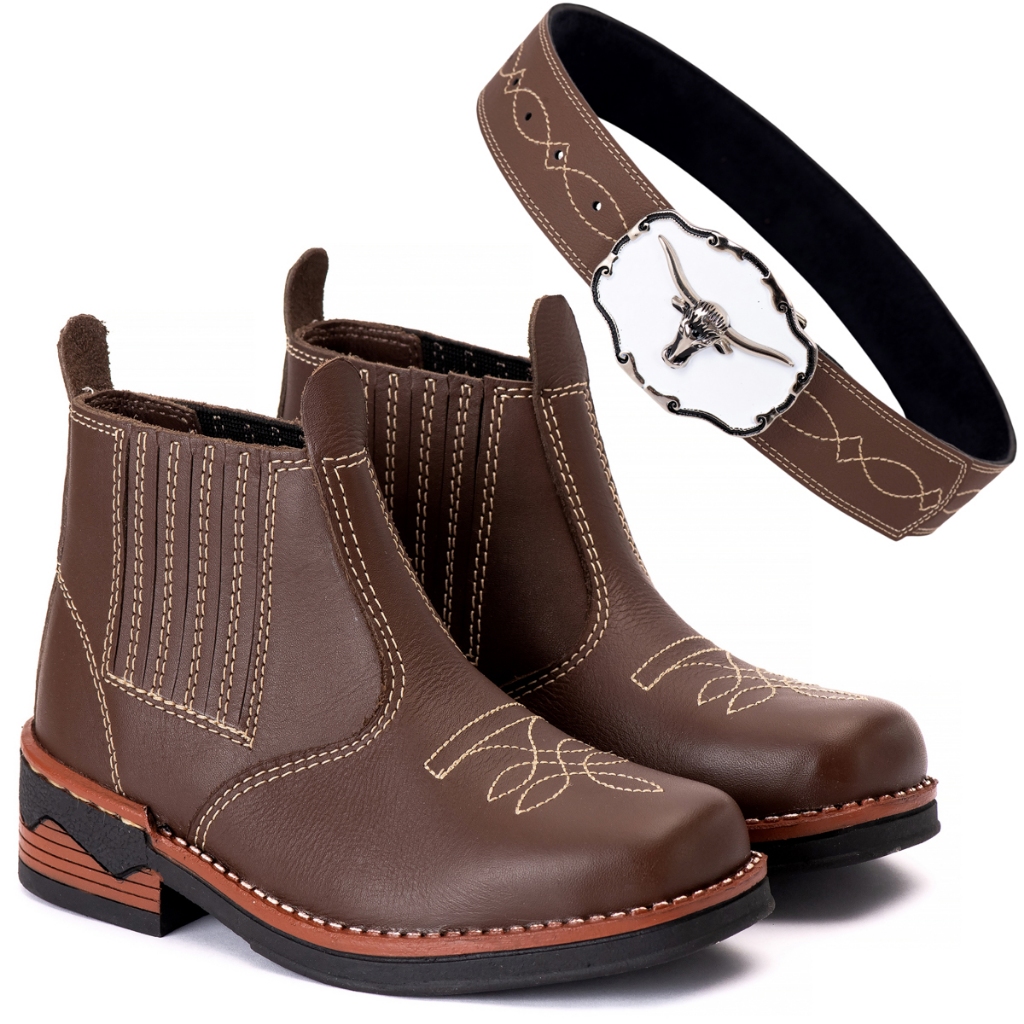 Botina Infantil MASCULINA E FEMININA + cinto Country Rodeio Festa Junina Do 21 22 23 24 25 26 27 28 29 30 31 32 33 E 34