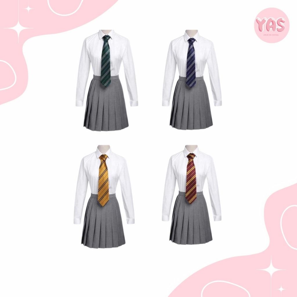 COSPLAY FANTASIA UNIFORME HOGWARTS GRIFINORIA SONSERINA CORVINAL LUFA LUFA