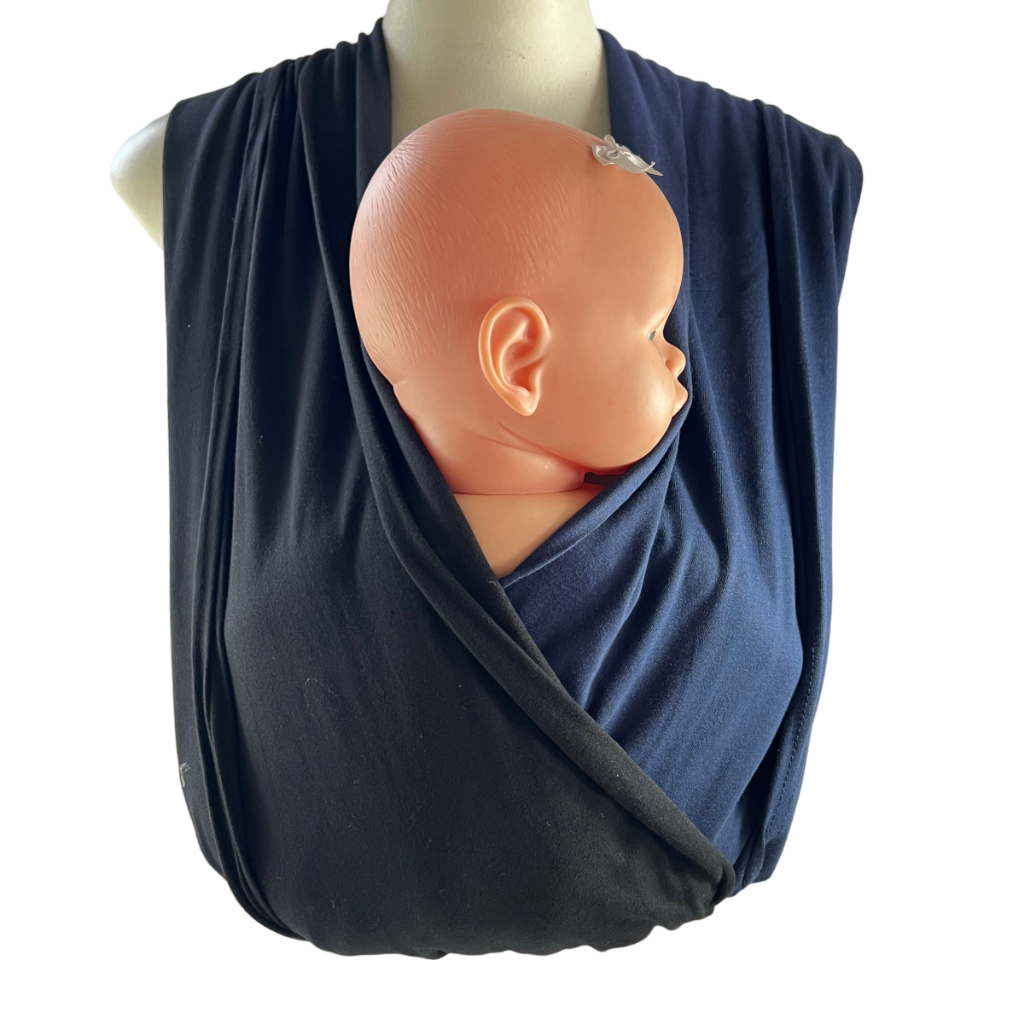 Wrap Quick Sling de Vestir para Carregar Bebês - Preto e Azul Marinho Tamanhos PP | P | M | G | GG | XG | XXG | SOB MEDIDA
