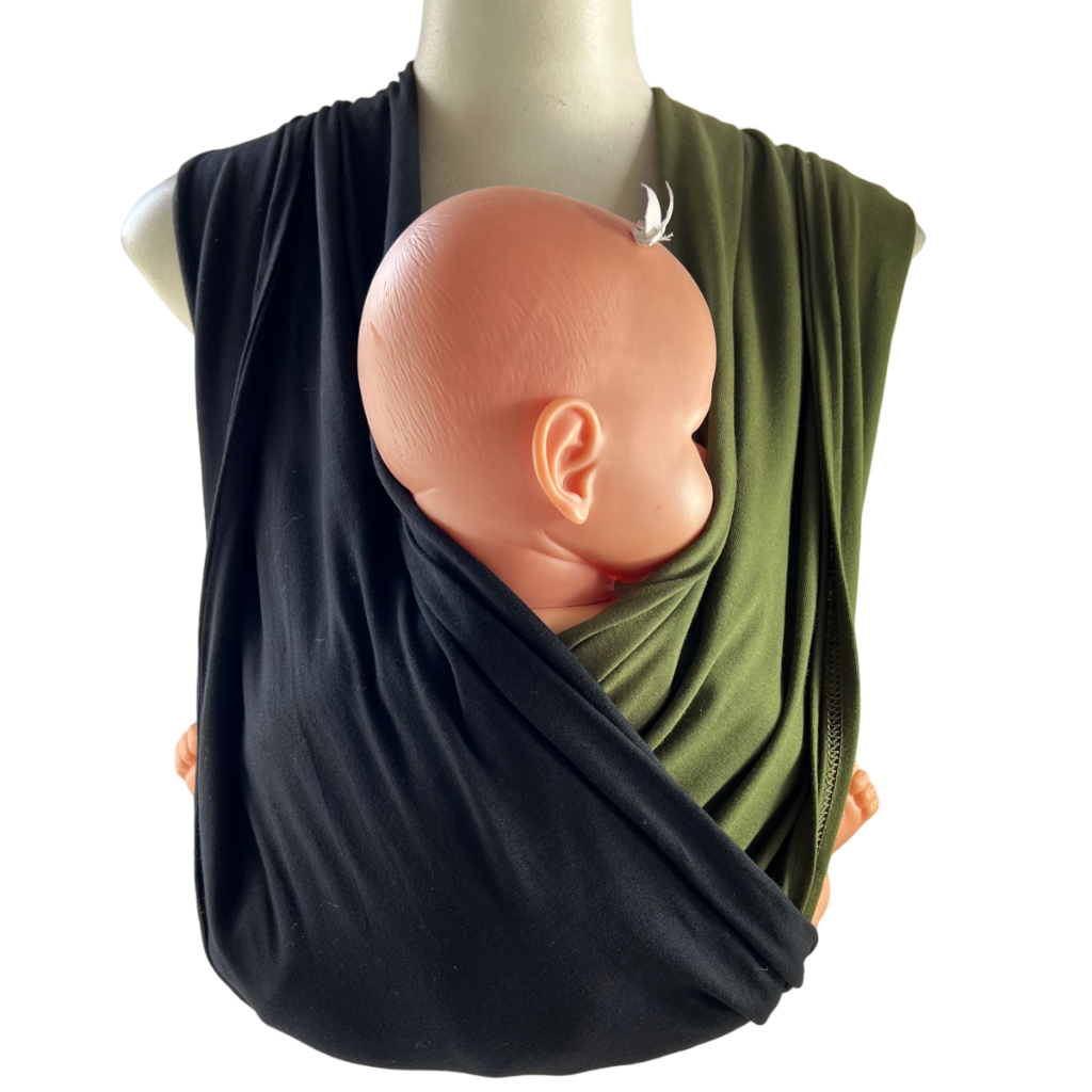 Wrap Quick Sling de Vestir para Carregar Bebês - Preto e Verde Musgo Tamanhos PP | P | M | G | GG | XG | XXG | SOB MEDIDA