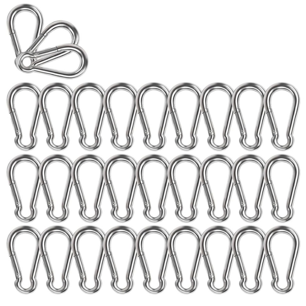 Kit 20 Mosquetão De Aço Para Acampamento Balanço Pesca,