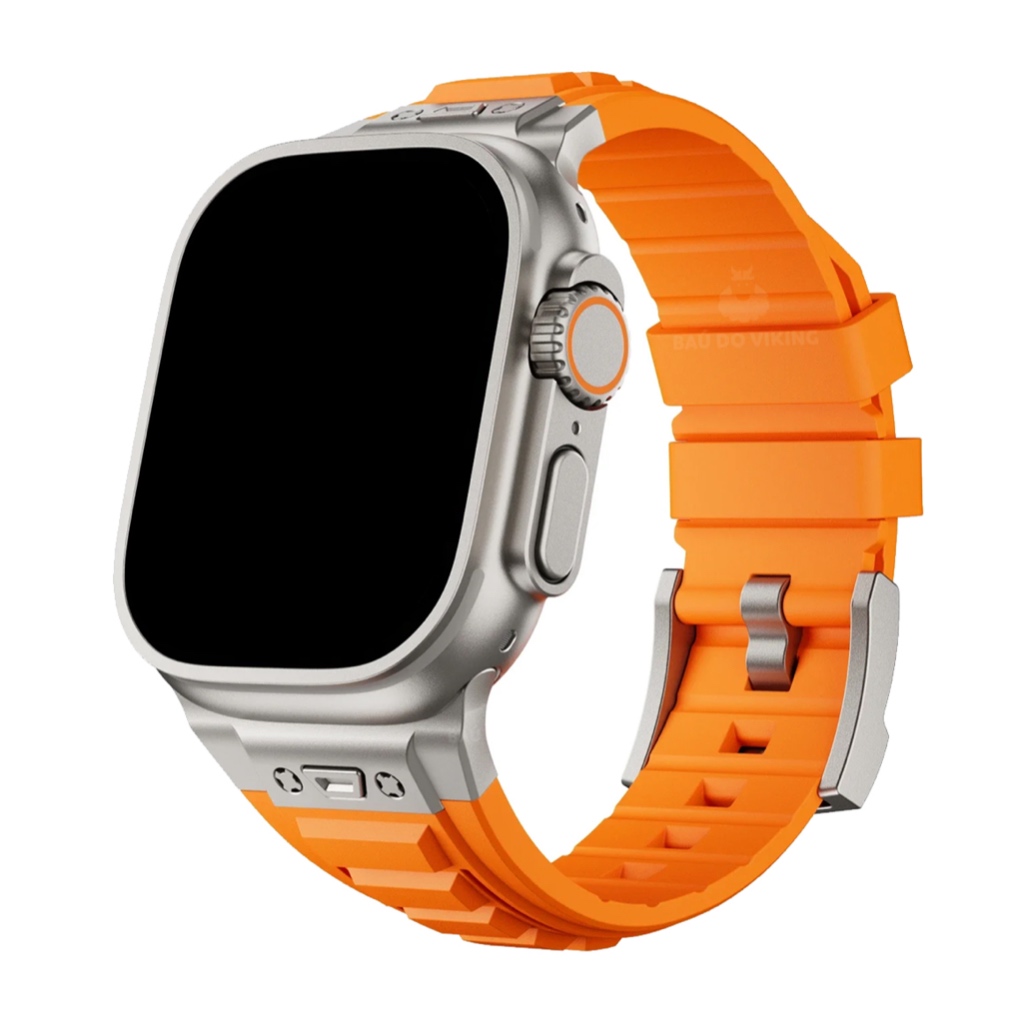 Pulseira Silicone Square Robusta Laranja Compatível com Apple Watch Ultra