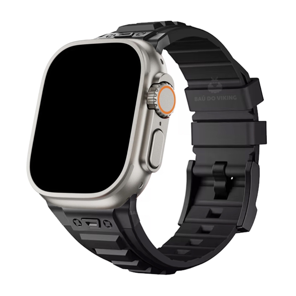 Pulseira Silicone Square Robusta Preto Compatível com Apple Watch Ultra