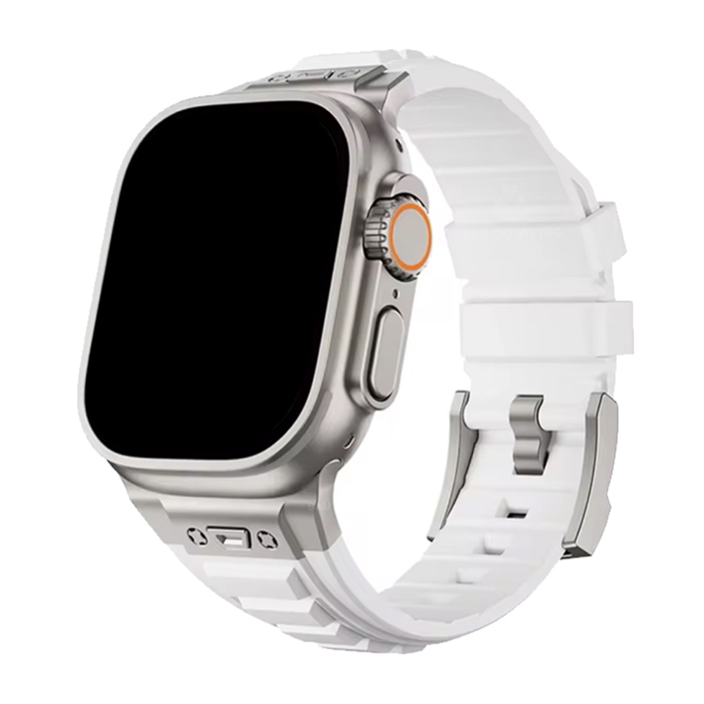 Pulseira Silicone Square Robusta Branco Compatível com Apple Watch Ultra