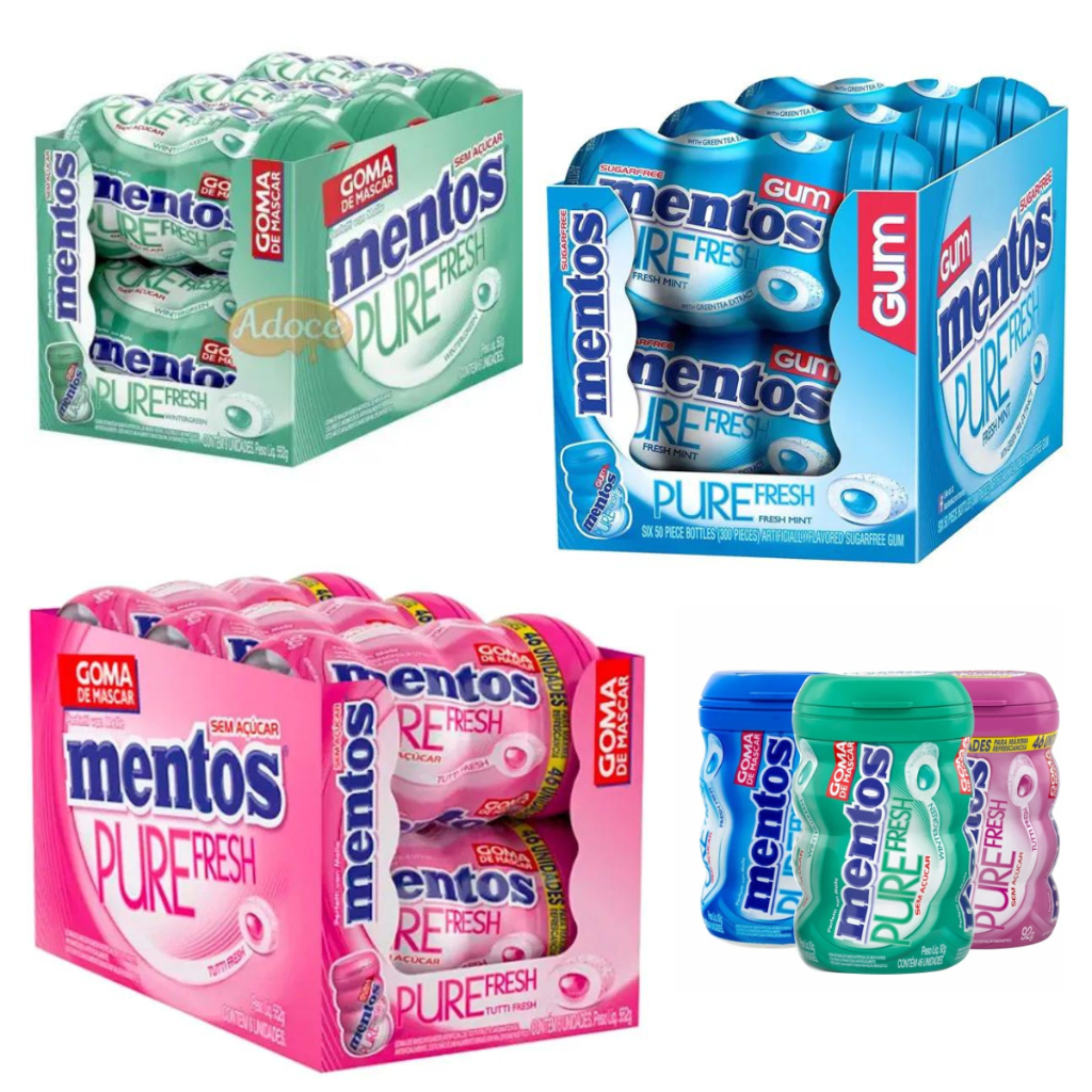 Cx 6 Chiclete Mentos Pure Fresh Big Garrafa 46p - 92g Sabores variçao em Oferta na Shopee