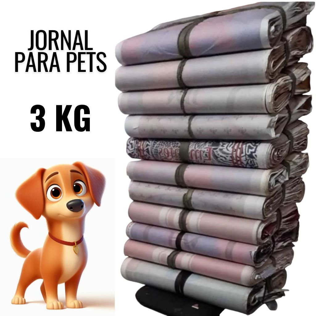 Papel Jornal para Pets 3 KG, Tapete Higiênico para Cães, Gatos, Jornal Grande 95x65 cm Descartável