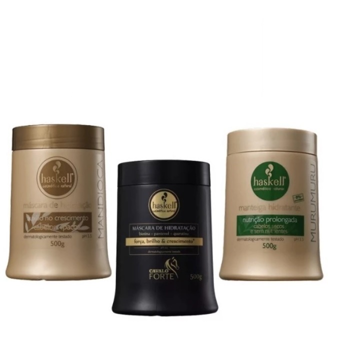 Kit Haskell Cronograma Capilar 500g Mandioca Murumuru Cavalo
