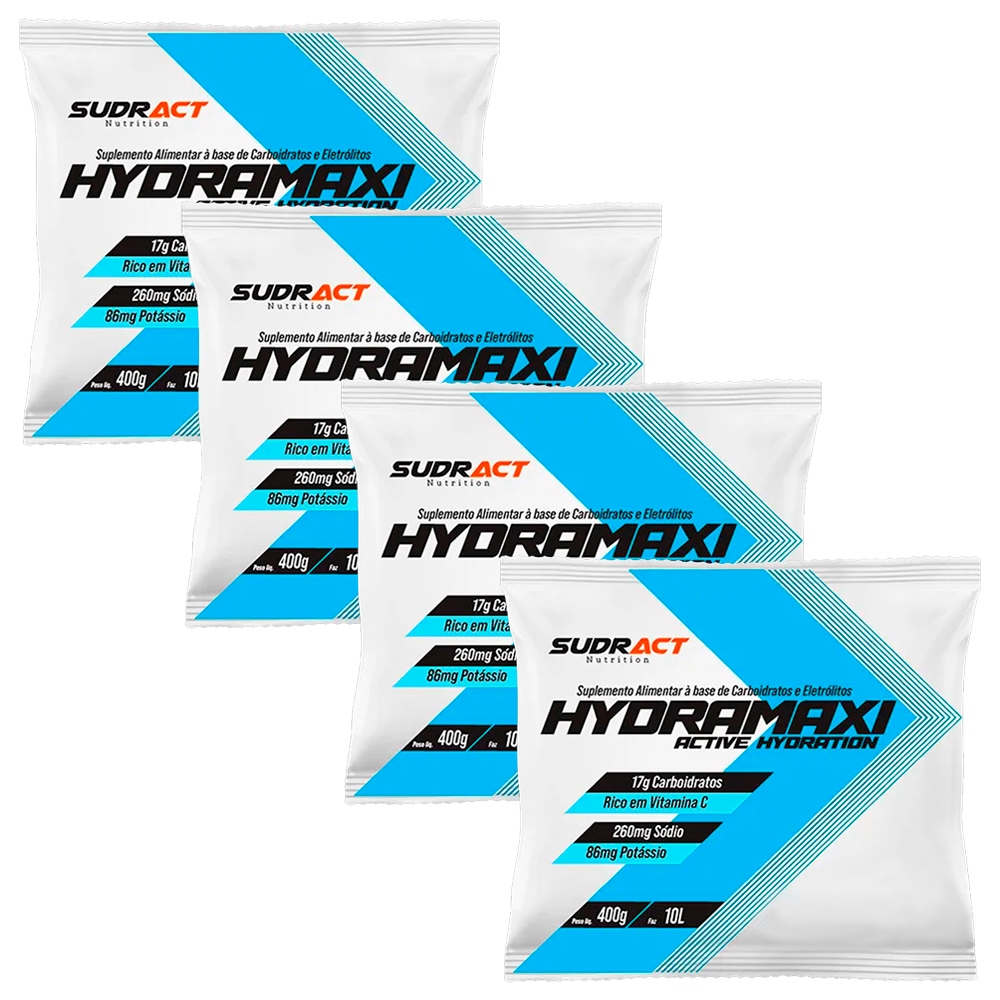 Kit 4x Isotônico Hydramaxi - 400g cada - Carbo + Eletrólitos - Sudract
