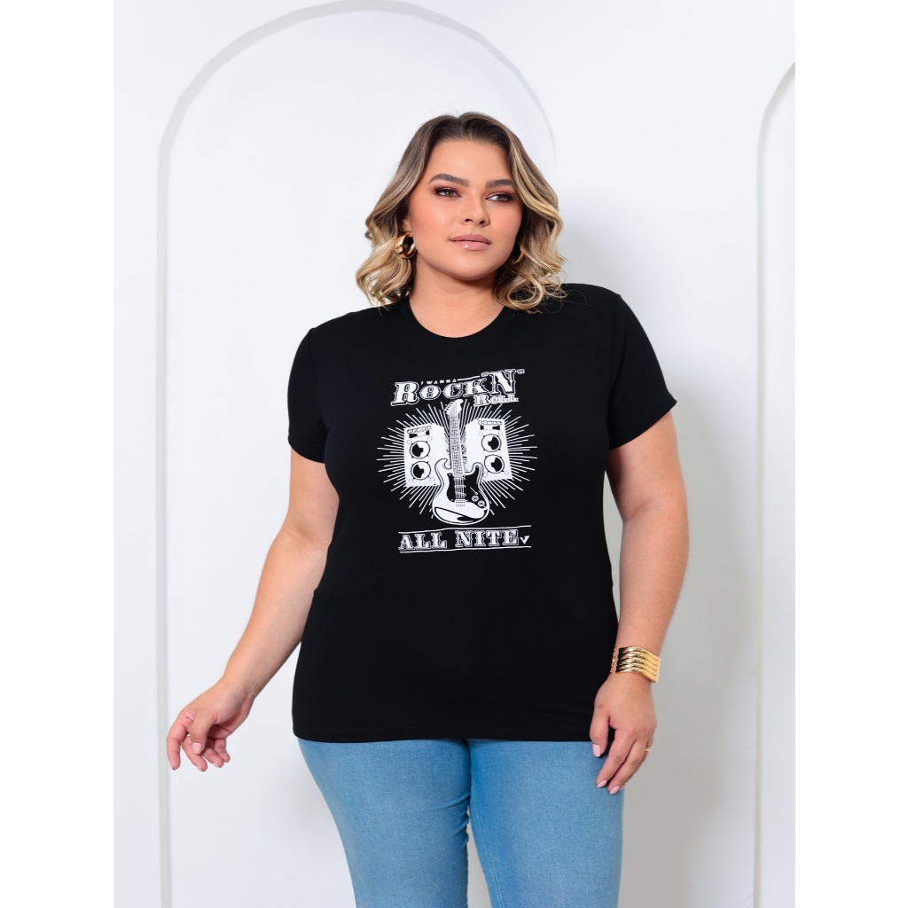 Detalhes do Kit 2 Peças Blusa Feminina Plus Size - Camiseta TShirt GG ao G3