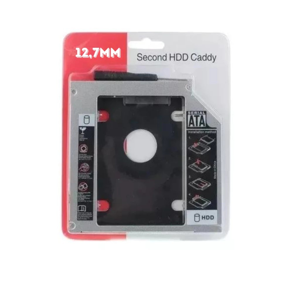 Case Adaptador Caddy 2º Hd Ssd/dvd Para Notebook 12mm 12,7m