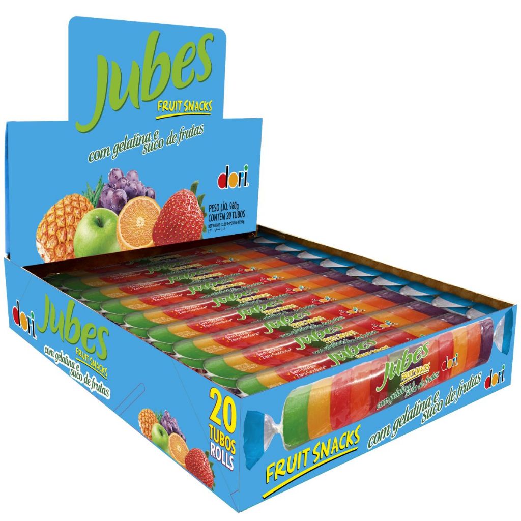 Balas de Goma Jubes Fruit Snacks Tropical Tubo C/20un 960g - Dori em Oferta na Shopee