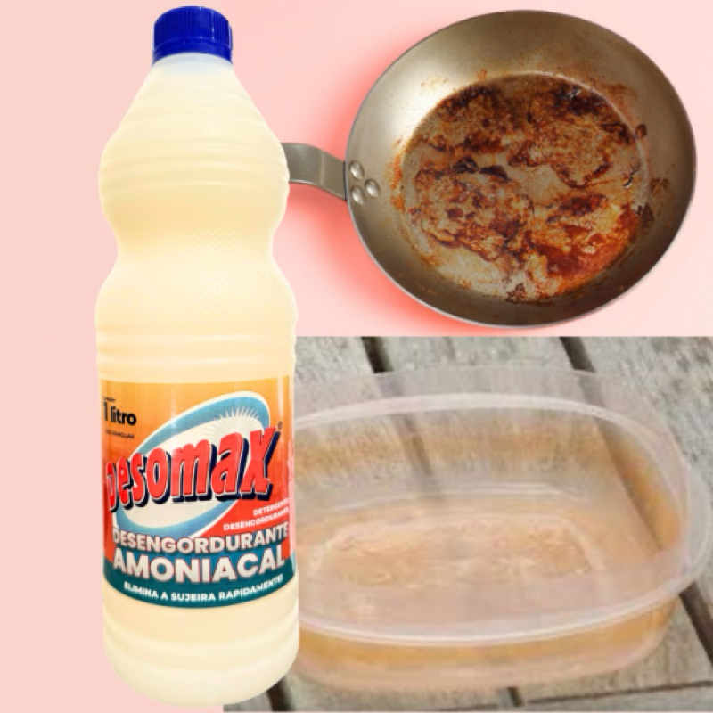Detergente amoniacal 1 litro tira gordura panela azulejo cozinha Desomax