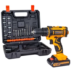Parafusadeira Furadeira Sem Fio 12V 10mm Bivolt Pró Euro com Maleta e Kit Brocas