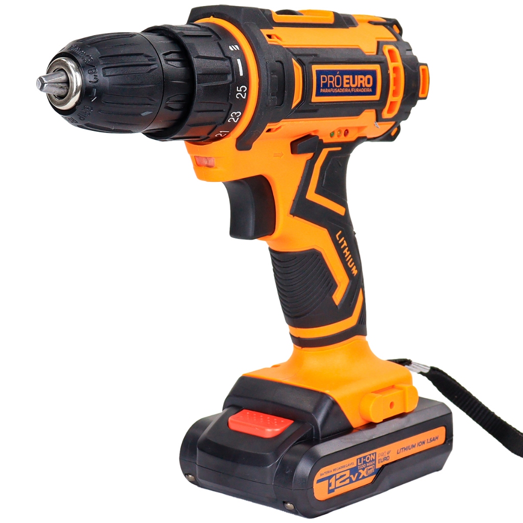 Parafusadeira Furadeira S/ Fio 18v 10mm Bivolt + Maleta e Acessórios Pró Euro em Oferta na Shopee