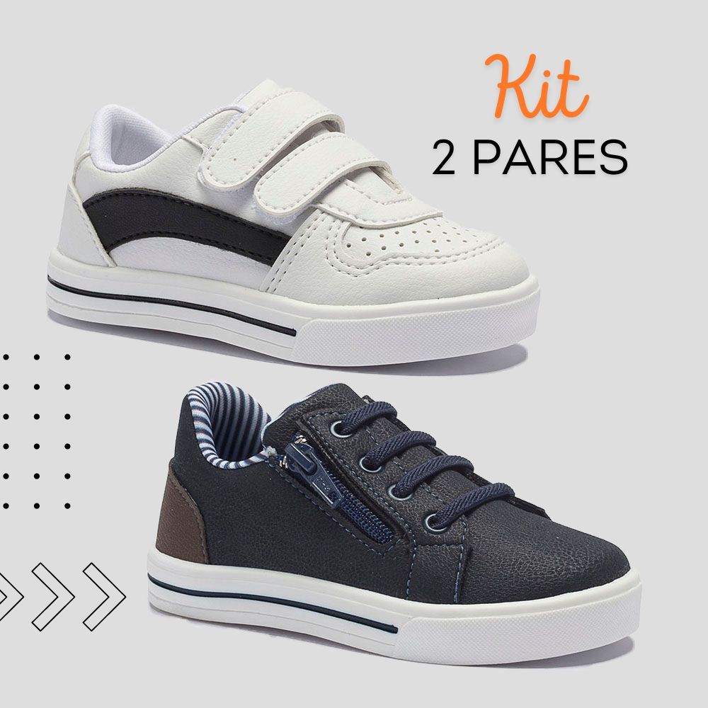 Tênis Menino Kit Com 2 Pares Casual Infantil Combo Calce-Fácil Escolar em Oferta na Shopee