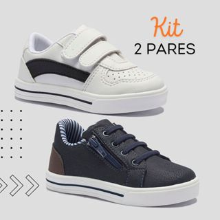 Tênis Menino Kit Com 2 Pares Casual Infantil Combo Calce-Fácil Escolar em Oferta na Shopee