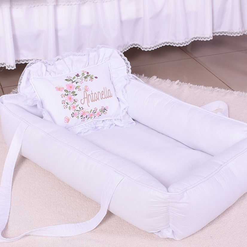 Ninho Redutor de Berço Personalizado Menina Branco - 02 Peças
