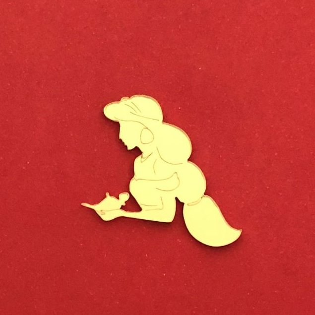 Aplique Princesa Jasmine em Acrílico Espelhado  4cm -   Pacote com 10 Unidades - Para lembrancinhas, personalizados e a