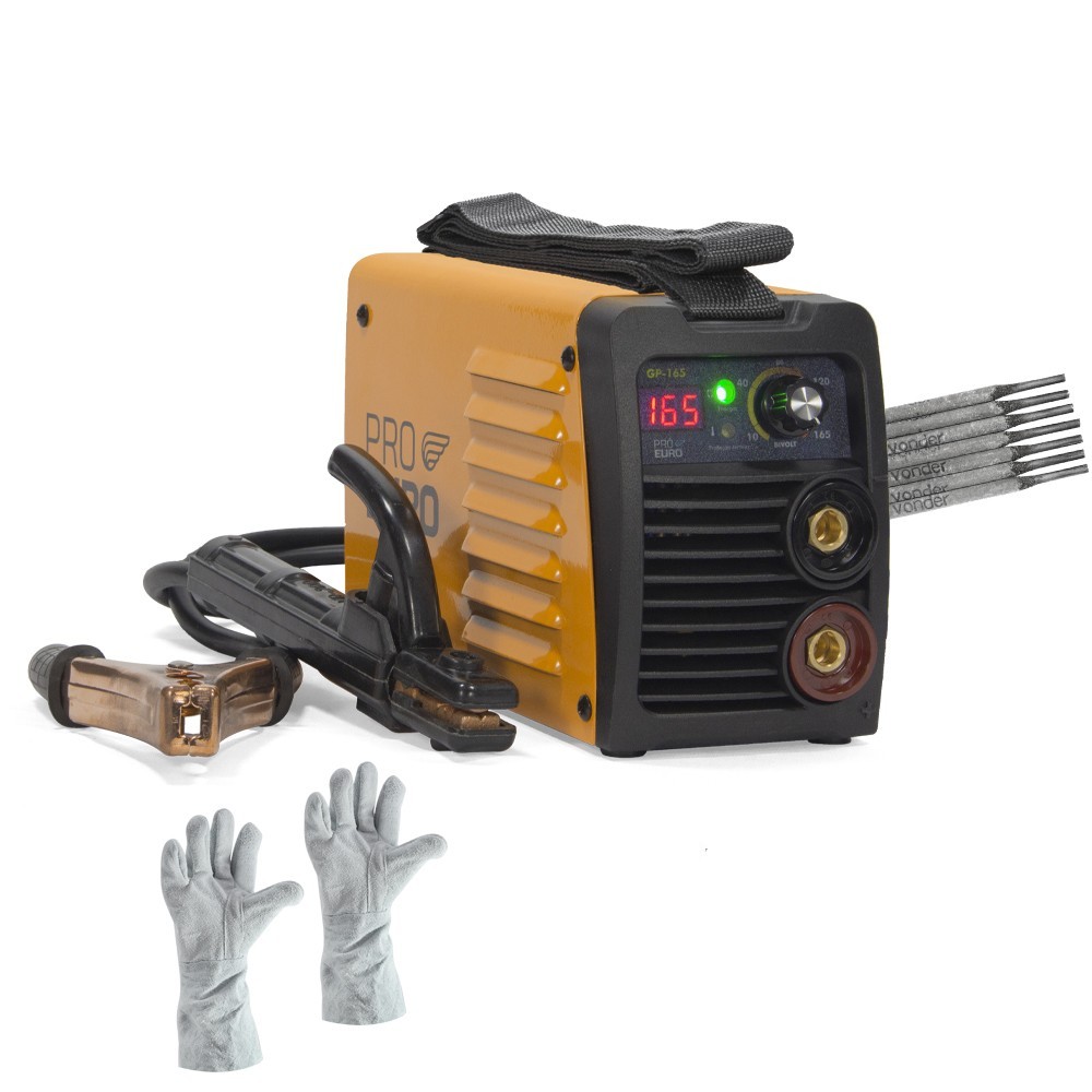 Máquina de Solda Inversora GP 165 Bivolt + 250g Eletrodo 6013 3,25mm + Luva Couro Completa Pró Euro em Oferta na Shopee