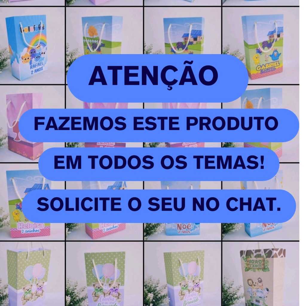 Kit Sacolinha Surpresa Festa Infantil Personalizados TEMAS DIVERSOS | Lembrancinhas | Aniversário | PEGUE E MONTE