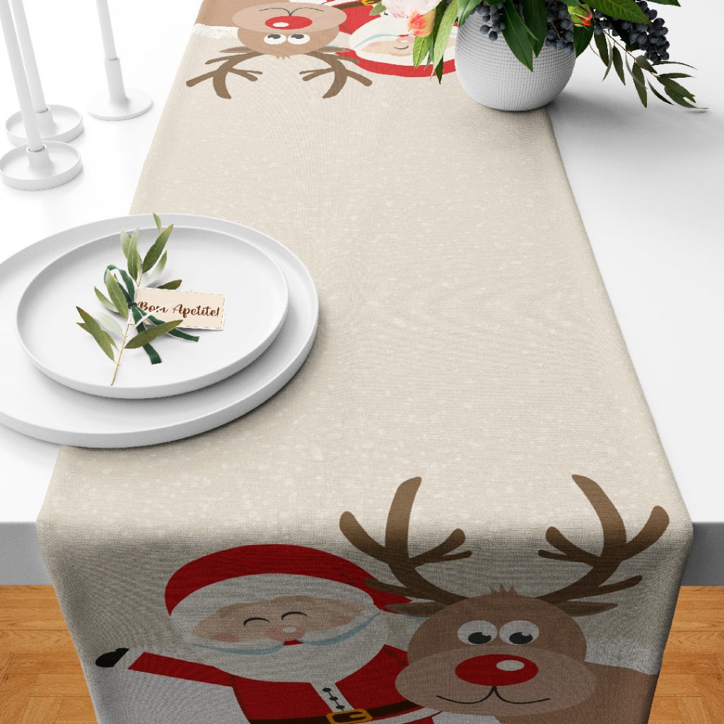 Trilho Caminho de Mesa Decoração de Natal Noel Feliz 110X35cm ENVIO RÁPIDO!