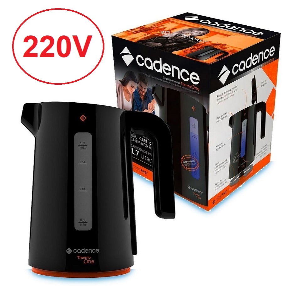 Chaleira Elétrica Cadence Colors Preta 220V CEL388 1,7 litros