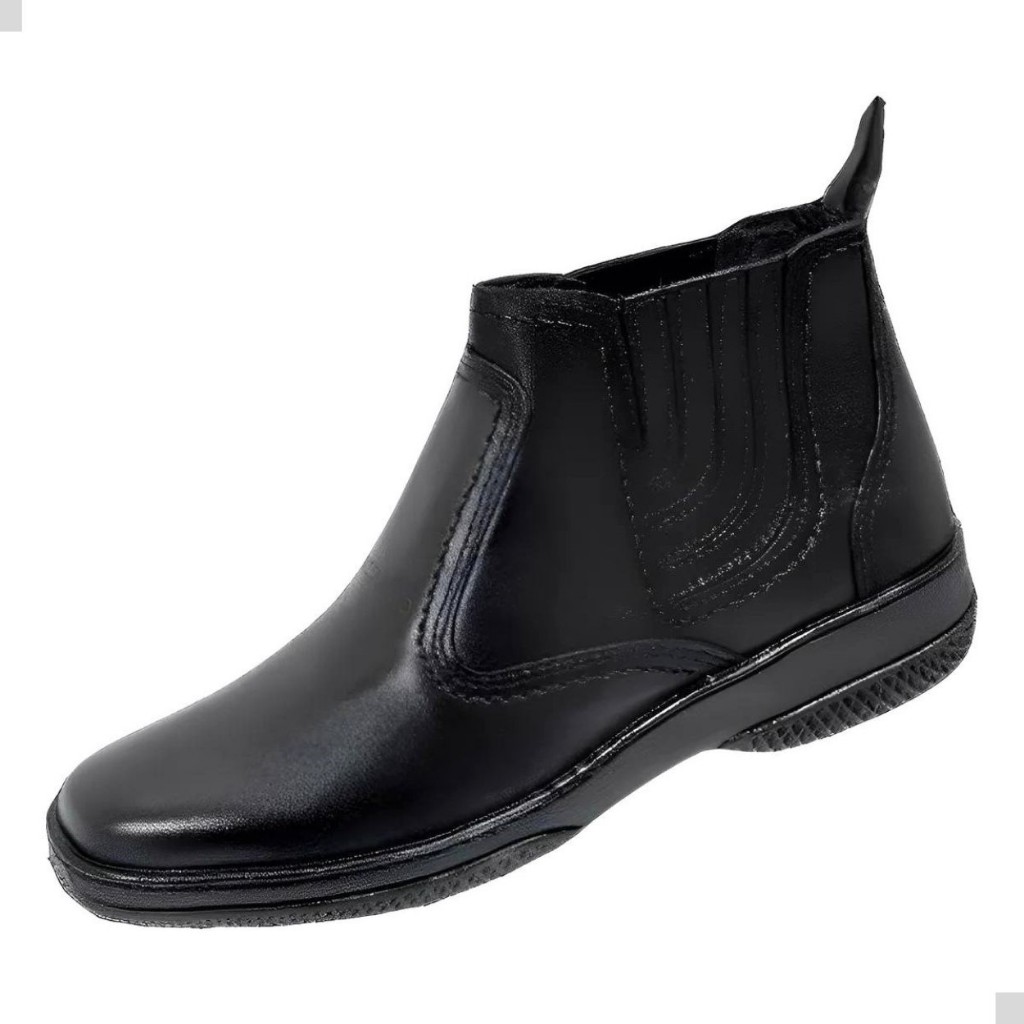Bota Em Couro Vaqueta Preta Couro Liso Brilhante Botina Country Texana Social Casual Masculina 2520