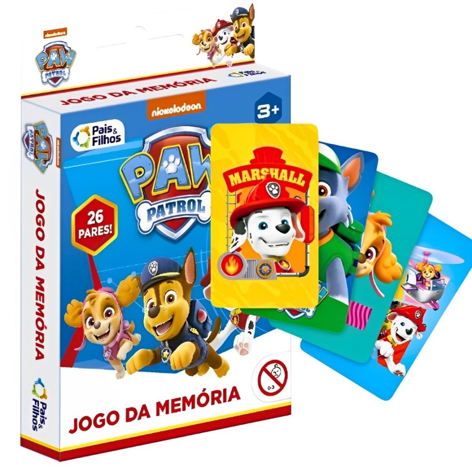 Patrulha Canina Jogo Da Memória Paw Patrol Skye Chase Marshall - ORIGINAL 54 Cartas