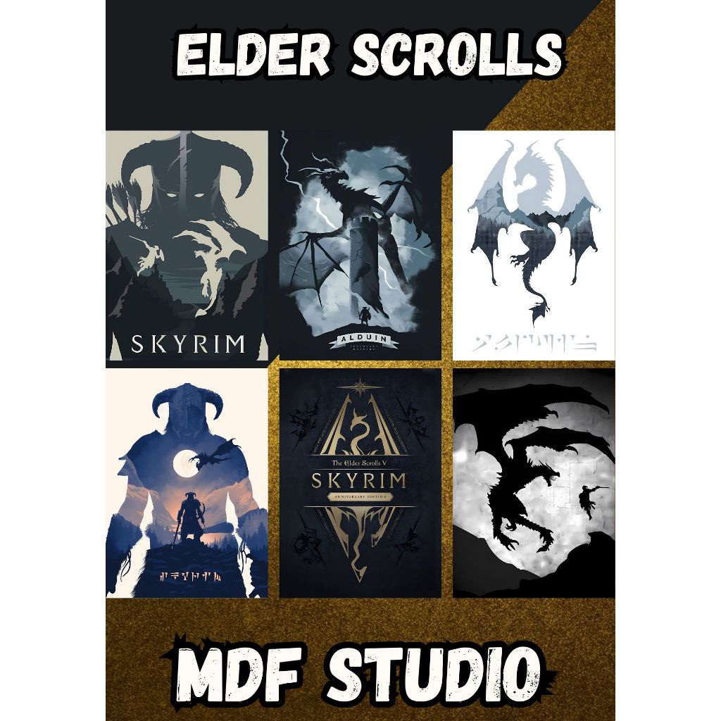 Placa quadro decorativo exclusivos Elder Scrolls Skyrim Oblivion Morrowind 21x29 cm