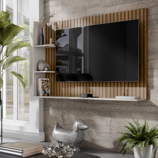 Painel Para TV 50 Polegadas Retro Nicho e Prateleira Rack Suspenso Modelo Berlim  - Quality Móveis em Oferta na Shopee