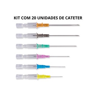 Cateter Intravenoso IV Teflon - Kit Com 20 Und 14G ao 24G em Oferta na Shopee