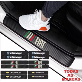 Soleira Automotiva Todas as 25 Marcas de Veículos kit 4 Portas Anti risco Fibra de Carbono em Oferta na Shopee