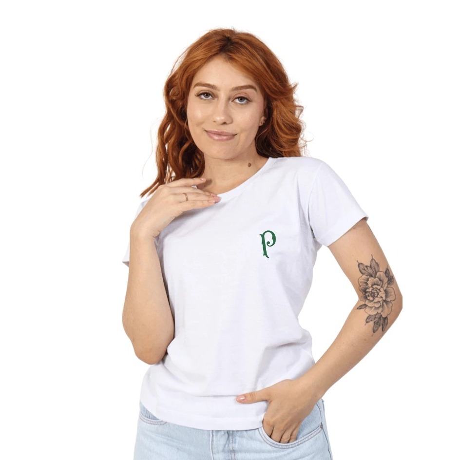 Camiseta Blusa Feminina Time Palmeiras 100% Algodão Baby Look