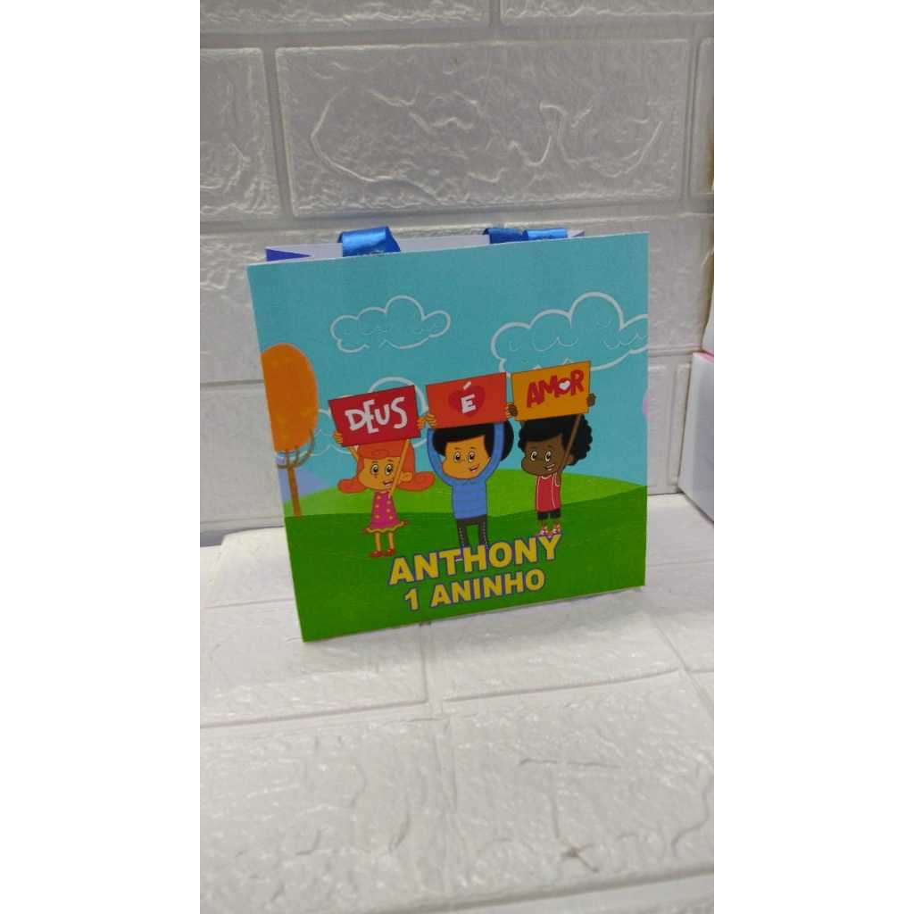Sacolinha Personalizada 3 Palavrinhas - Lembrancinha Festa Infantil Aniversário - Kit