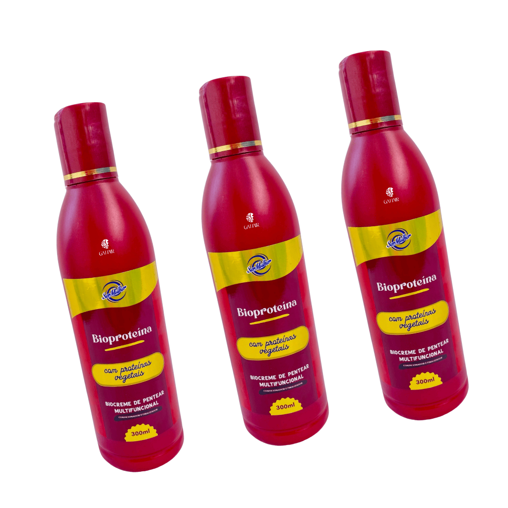Kit 3 Bio Creme e Condicionador Ser Mulher Proteção Termica Para Cabelos  e Mega Hair De Fibra Organica