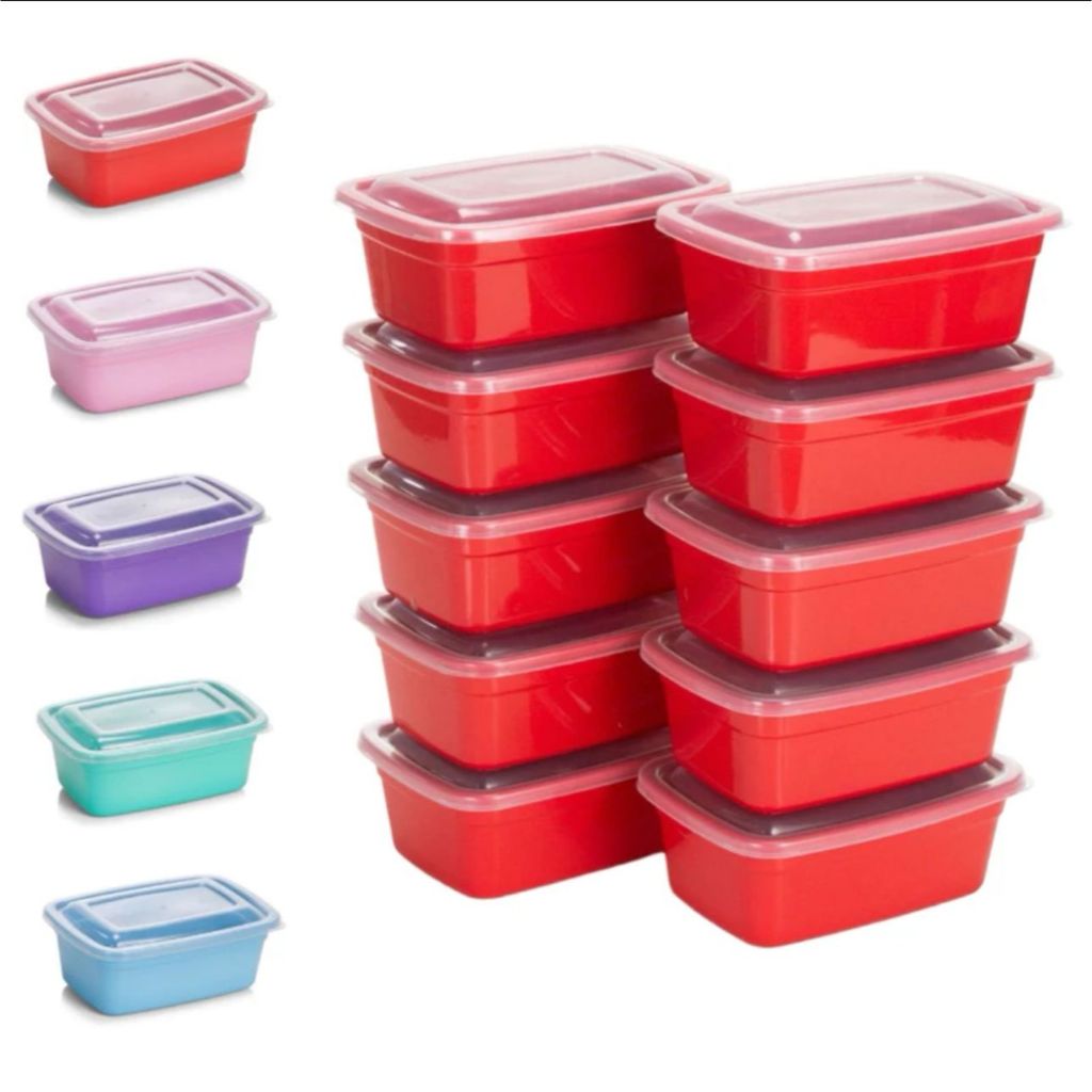 Kit 10 Potes 1 litro coloridos tampa transparente Recipientes Organizador Marmitas Fitness Alimentos