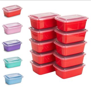 Kit 10 Potes 1 litro coloridos tampa transparente Recipientes Organizador Marmitas Fitness Alimentos